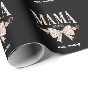 Coquette Bow Mamma Est 2025 Lycklig Mors dag Presentpapper