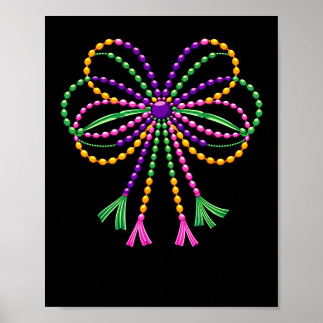Coquette Bow Mardi Gras Festival Fleur De Lis Carn Poster (Framsidan)