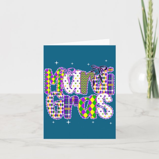 Coquette Bow Mardi Gras New Orleans Louisiana Dalm Kort (Framsida)