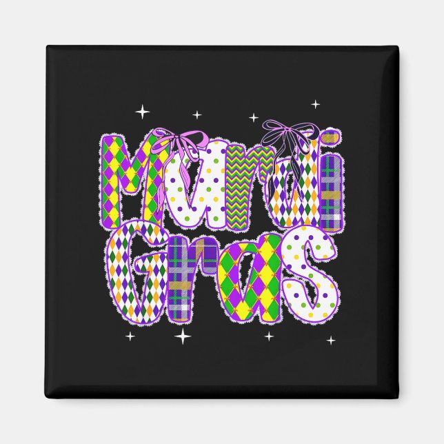 Coquette Bow Mardi Gras New Orleans Louisiana Dalm Magnet (Framsidan)