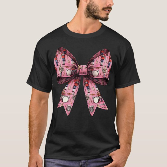 Coquette Bow Marscherande Musikant Mönster Flicka  T Shirt (Framsida)
