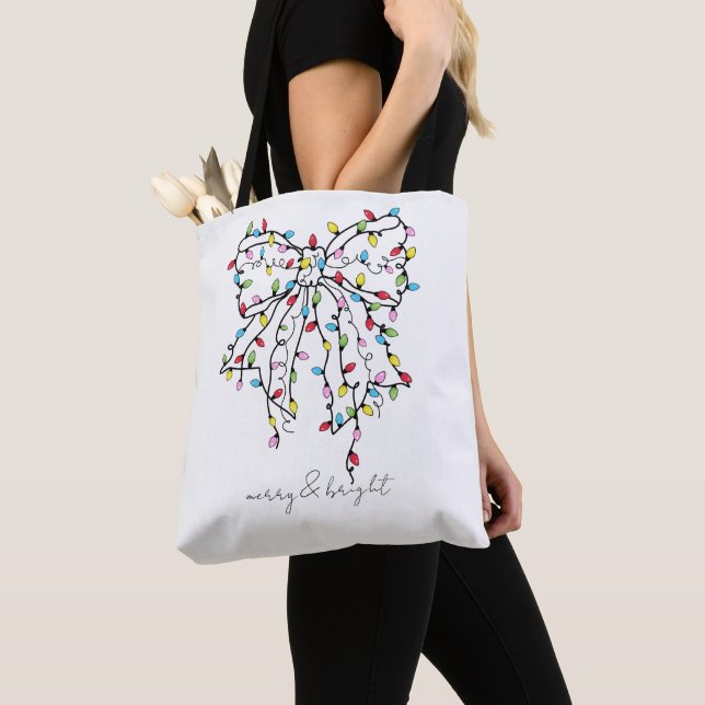 Coquette Bow Merry and Bright Helgdag Tote Tygkasse (Närbild)
