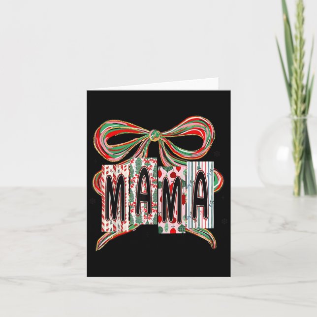 Coquette Bow Merry Christmas Mama Grandma Xmas Paj Kort (Framsida)