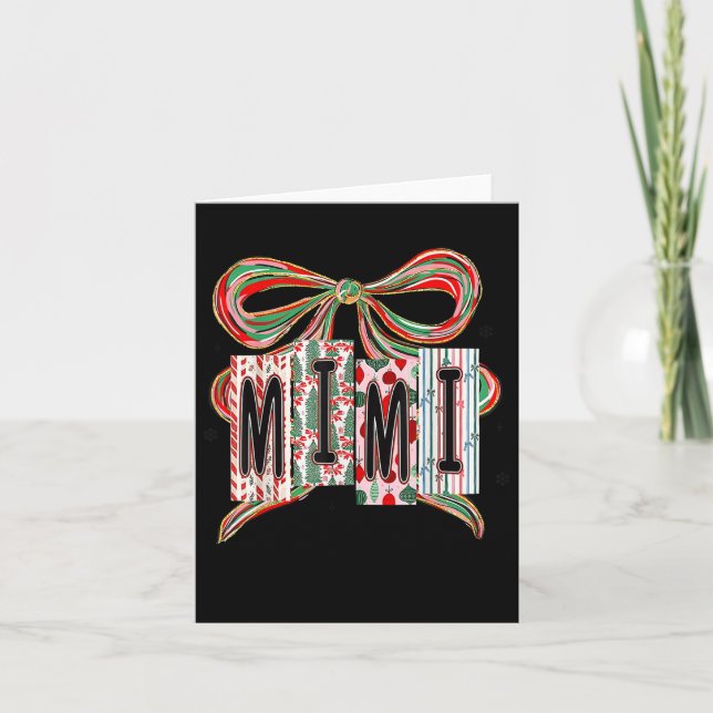 Coquette Bow Merry Christmas Mimi Grandma Xmas Paj Kort (Framsida)