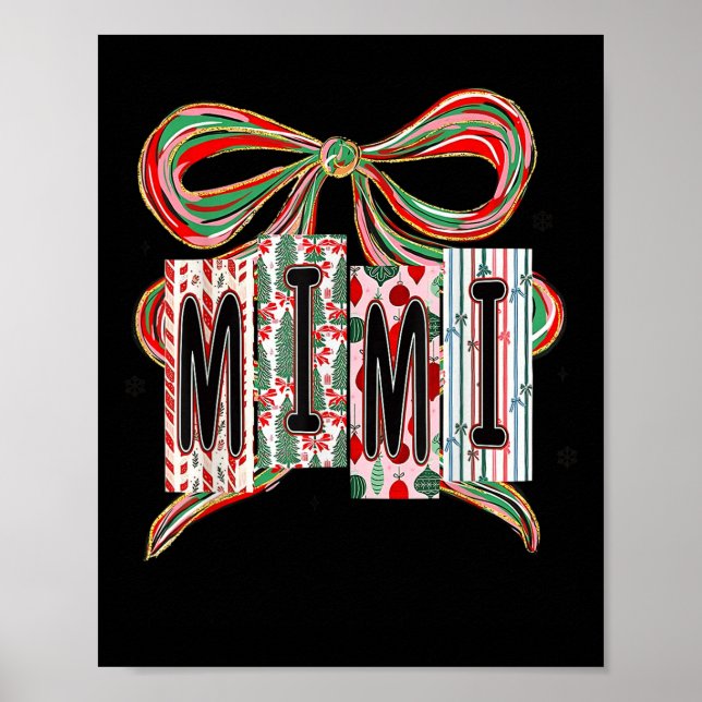 Coquette Bow Merry Christmas Mimi Grandma Xmas Paj Poster (Framsidan)