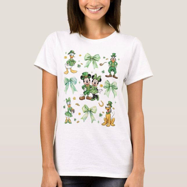 Coquette Bow Mickey And Friends St. Patrick’s Day  T Shirt (Framsida)