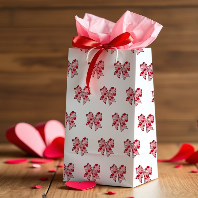 Coquette Bow Mönster Valentindagen (Happy Valentine's Day Coquette Bow Pattern Small Gift Bag
)