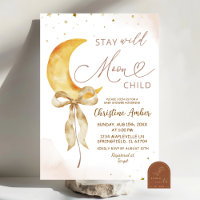 Coquette Bow Moon Boho Barnrumsinbjudan