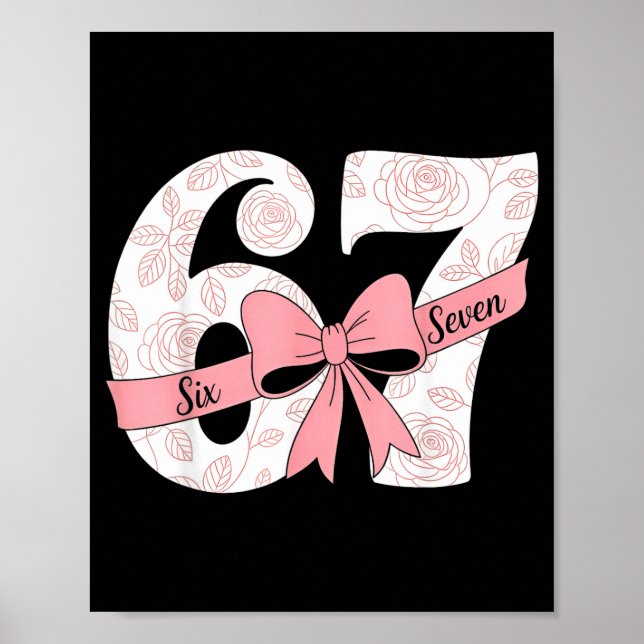 Coquette Bow Nummer 67 Meme Nk Blommig  Poster (Framsidan)
