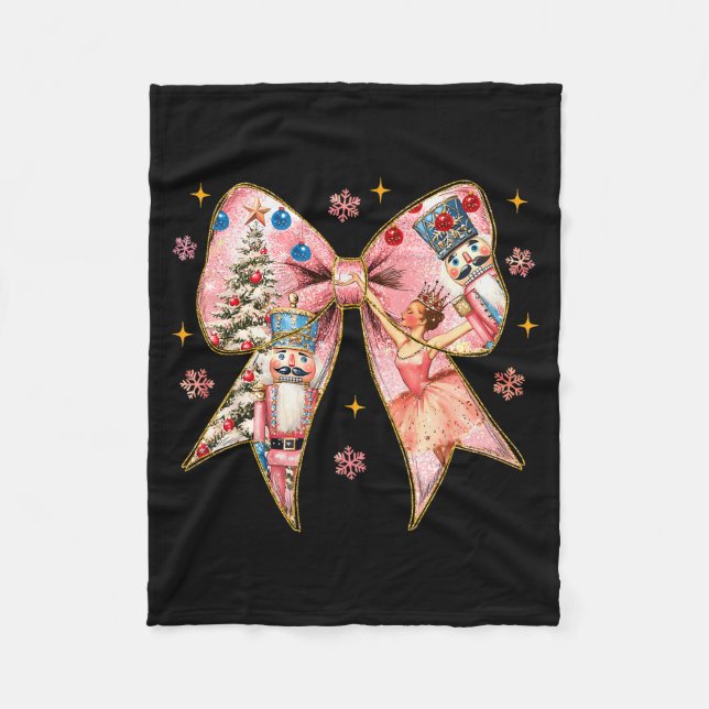 Coquette Bow Nutcracker Christmas Xmas Family Paja Fleecefilt (Framsidan)