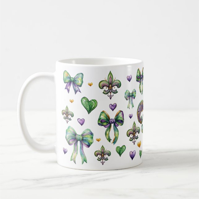Coquette Bow och Mardi Gras Vibes Kaffemugg (Vänster)