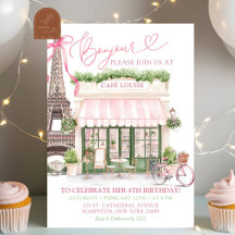 Coquette Bow Parisian café Fransk Födelsedag
