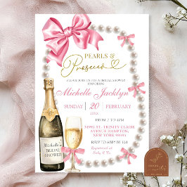 Coquette Bow Pärlor och Prosecco Bröllopsfest Inbjudningar