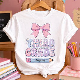 Coquette Bow Pastel Tredje Klass Flicka Anpassad T Shirt