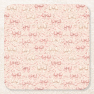 Coquette Bow Pattern Underlägg Papper Kvadrat