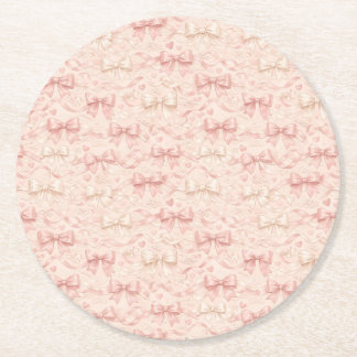 Coquette Bow Pattern Underlägg Papper Rund