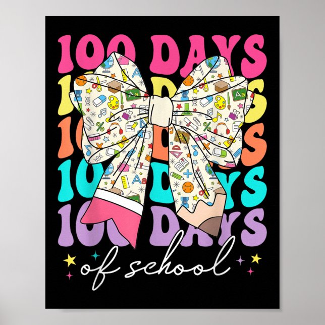 Coquette Bow Pencil 100 dagar med School Student T Poster (Framsidan)