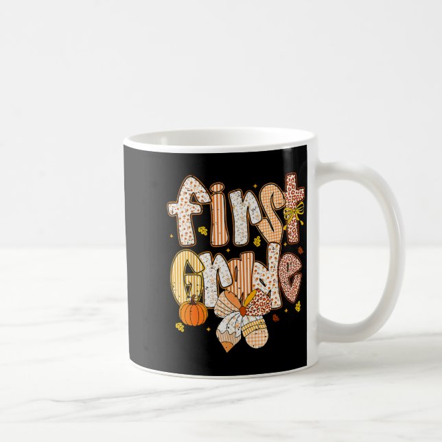 Coquette Bow Pencil Fall First Grade Teacher Schoo Kaffemugg (Höger)