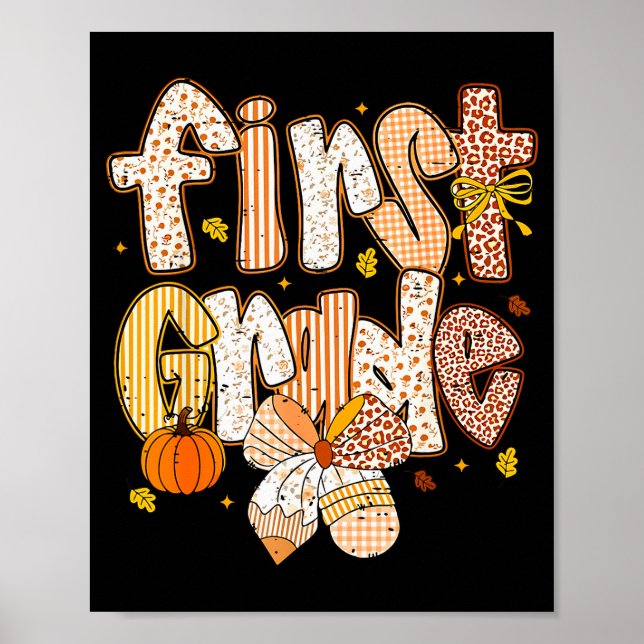 Coquette Bow Pencil Fall First Grade Teacher Schoo Poster (Framsidan)