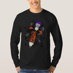 Coquette Bow Pencil Funny Ghost Spooky Teacher Hal T Shirt