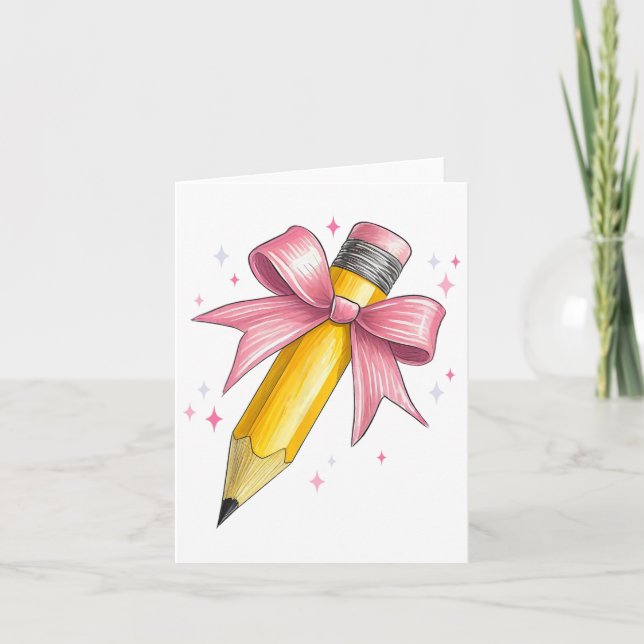 Coquette Bow Pencil Lärare Student första dagen ba Kort (Framsida)