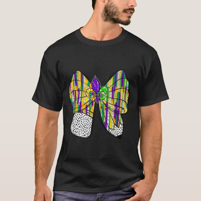 Coquette Bow Pencil Mardi Gras Fleur-de-lis Teache T Shirt (Framsida)