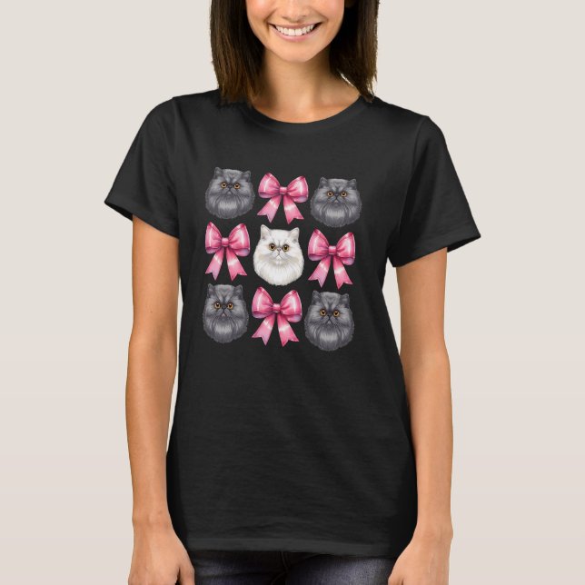 Coquette Bow Persisk Katt Mamma Söt Rosa Mors Dag T Shirt (Framsida)