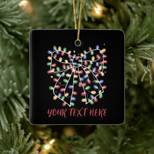 Coquette Bow Personalized Christmas Lights Holiday Julgransprydnad Keramik (Träd)