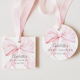 Coquette Bow Pink Baby Shower Gåvor Etiketter