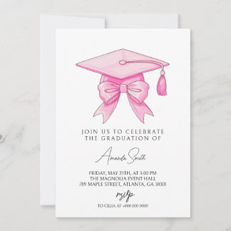 Coquette Bow Pink Graduation Inbjudningar