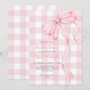Coquette Bow Pput Rosa Ribbon Möhippa Inbjudningar