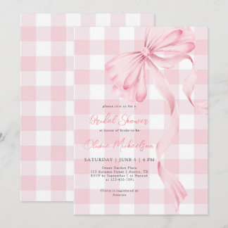 Coquette Bow Pput Rosa Ribbon Möhippa Inbjudningar