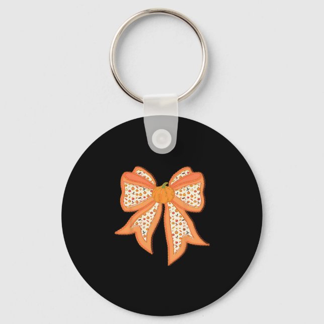 Coquette Bow Pumpa Thanksgiving Höst Fall Y'al Nyckelring (Framsida)