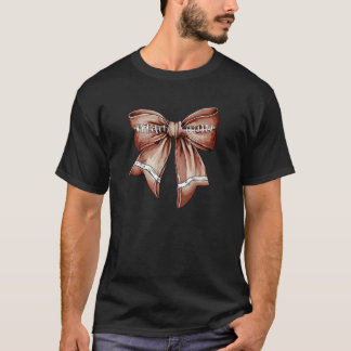 Coquette Bow Pumpkin American Football Thanksgivna T Shirt