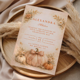 Coquette Bow Pumpkin Fall Graduation Inbjudningar