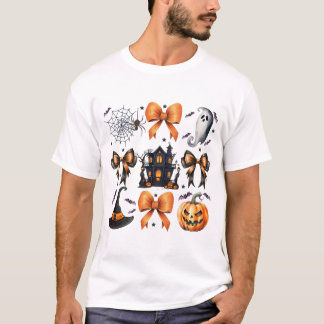 Coquette Bow Pumpkin Fall Spooky Season Halloween T Shirt