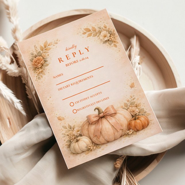 Coquette Bow Pumpkin Fall Wedding OSA Kort (Skapare uppladdad)