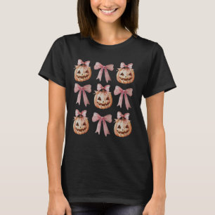 Coquette Bow Pumpkin Jack O Latern Spooky Season H T Shirt