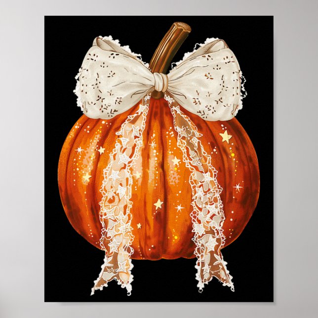 Coquette Bow Pumpkin Season Hösthösten faller Y'al Poster (Framsidan)