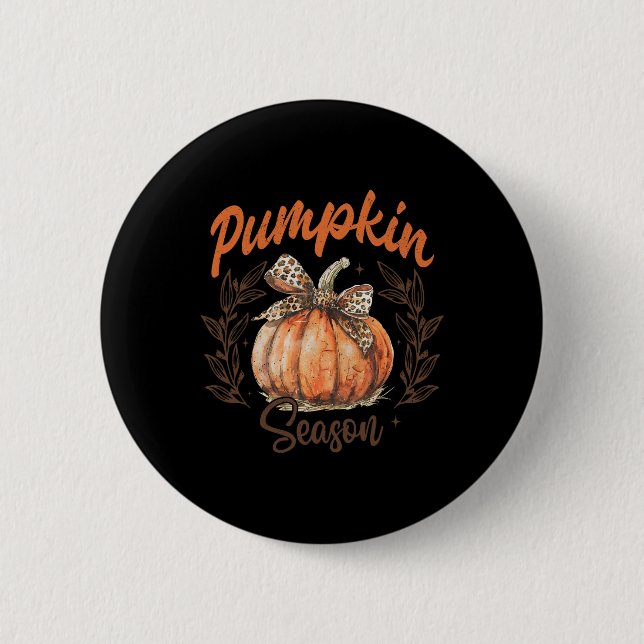 Coquette Bow Pumpkin Season Thanksgiving Autumn Fa Knapp (Framsida)
