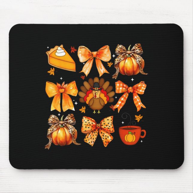 Coquette Bow Pumpkin Season Thanksgiving Autumn Fa Musmatta (Framsidan)