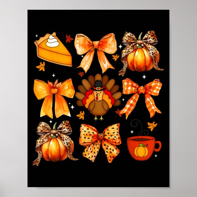 Coquette Bow Pumpkin Season Thanksgiving Autumn Fa Poster (Framsidan)