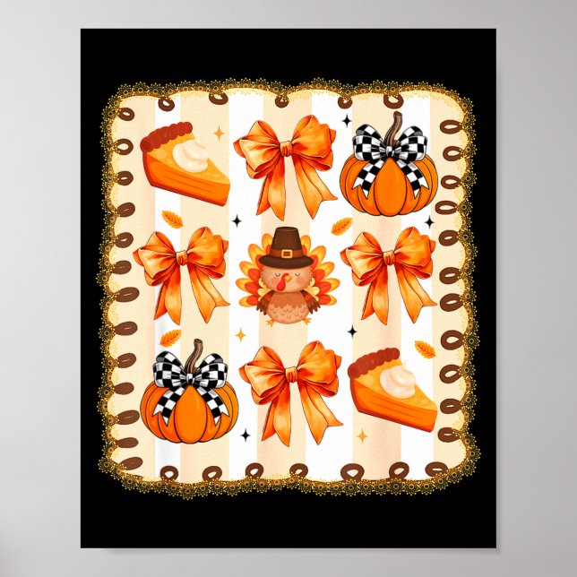 Coquette Bow Pumpkin Season Thanksgiving Autumn Fa Poster (Framsidan)
