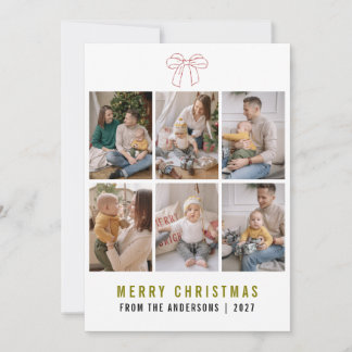  Coquette Bow Red Merry Christmas 6 Photo Collage Julkort
