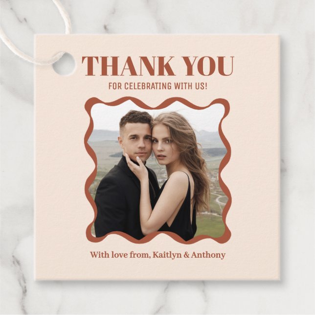 Coquette Bow Retro Bröllop Gåvor Etiketter (Framsida)