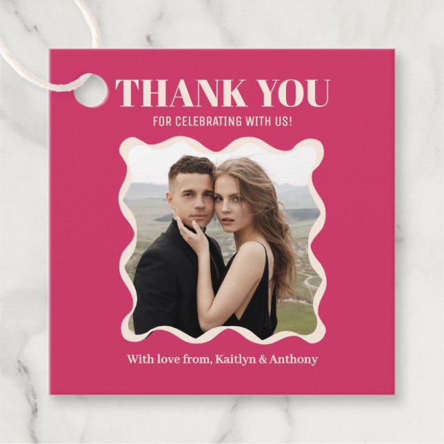 Coquette Bow Retro Bröllop Gåvor Etiketter (Framsida)