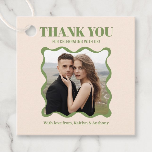 Coquette Bow Retro Bröllop Gåvor Etiketter (Framsida)