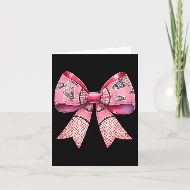 Coquette Bow Ribbon Badminton Shuttle Racket Rosa  Kort (Framsida)