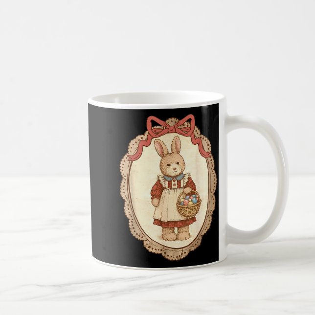Coquette Bow Rolig Kanin Ägg Kanin Glad Påsk  Kaffemugg (Höger)