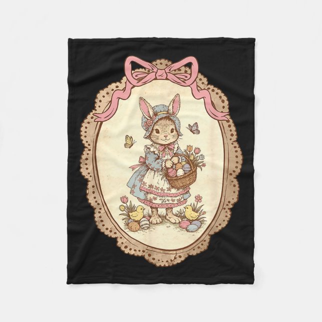 Coquette Bow Rolig Kanin Bunny Ägg Glad Påsk  Fleecefilt (Framsidan)